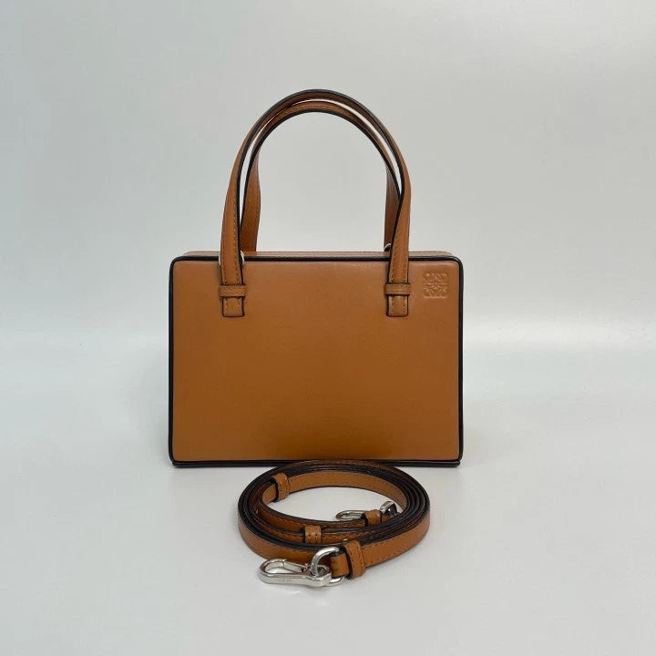Loewe Women's Calfskin Postal Box Bag Caramel Brown