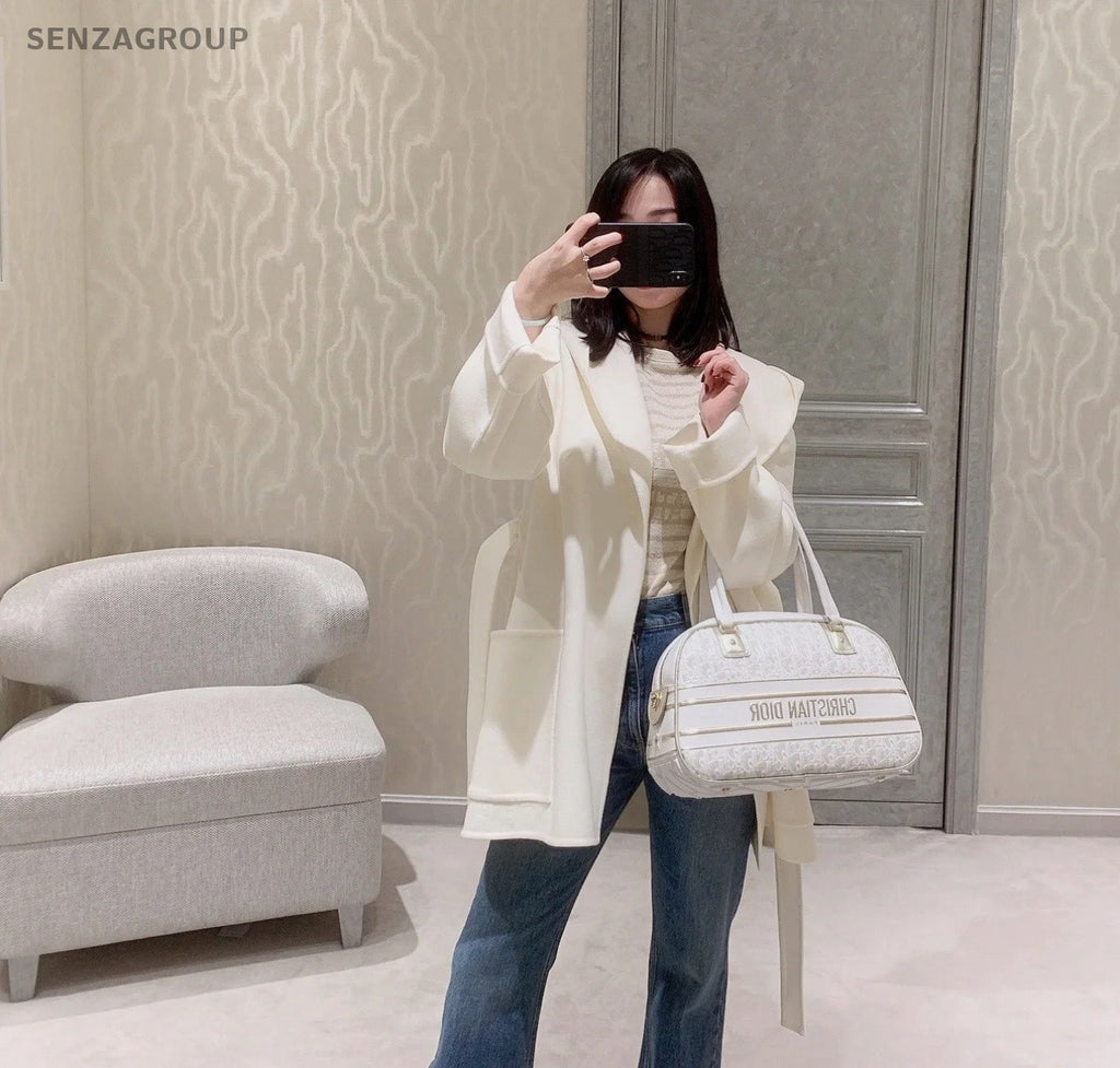 Christian Dior Vibe MM Top Handle Shoulder Crossbody Bag White Women