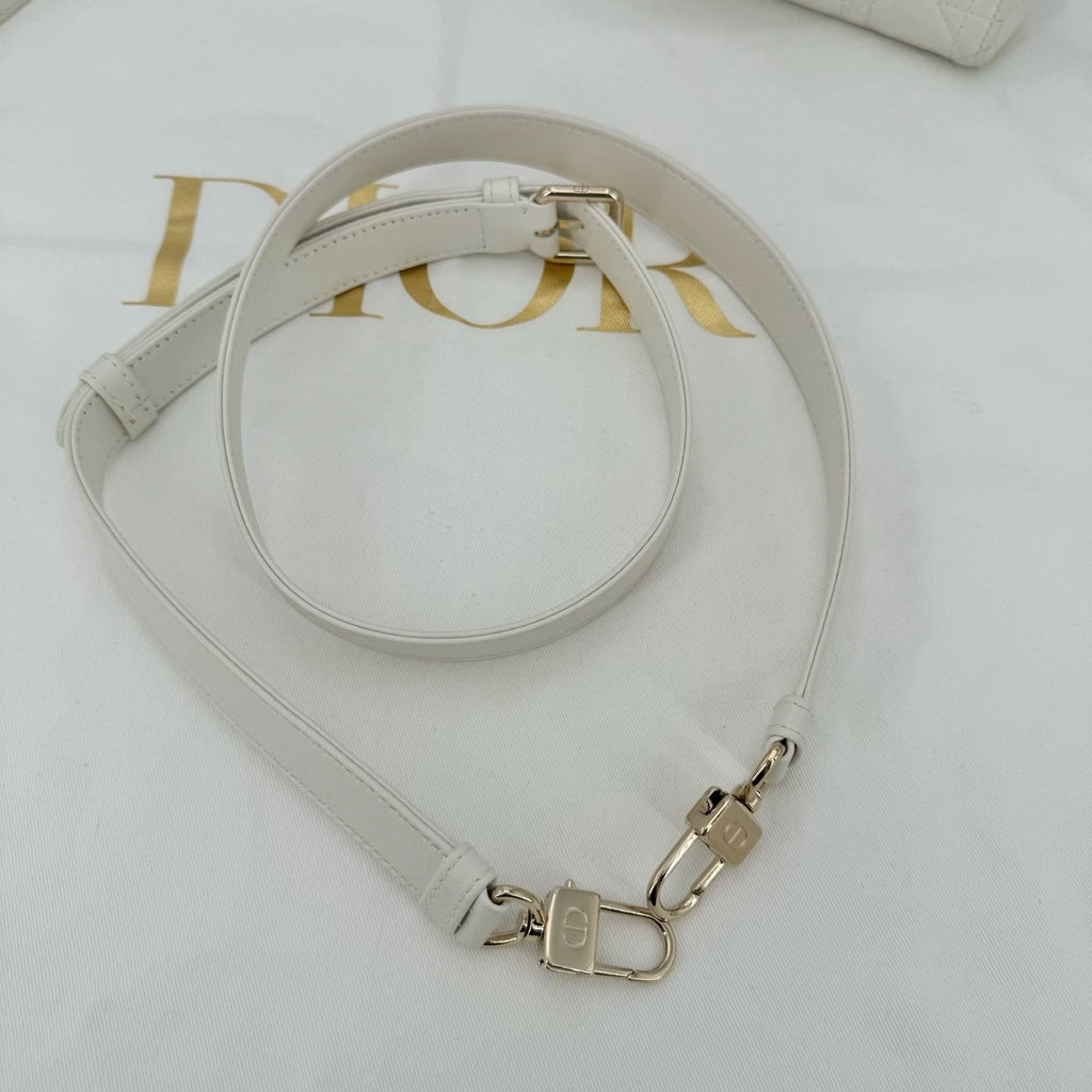 Dior White Gold D-Joy Top Handle Shoulder Bag For Women