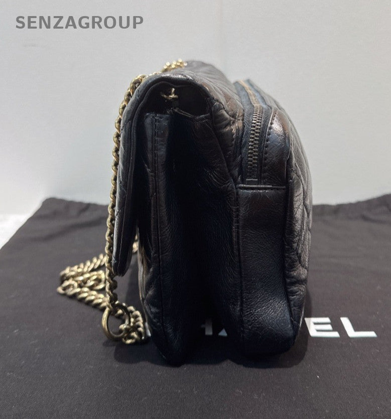 CHANEL Classic Flap Calfskin Chain Shoulder bag Black Gold Women Classic