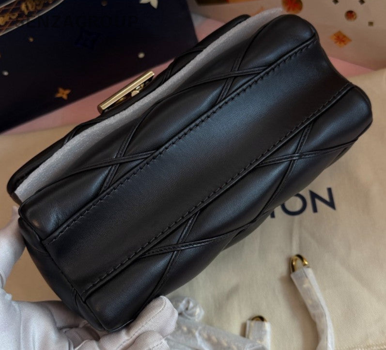 Louis Vuitton GO-14 MM Top Handle Bag Chain Crossbody Black Gold Women Classic