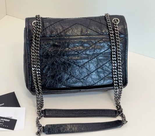 Saint Laurent Niki PM Chain Shoulder Bag Crossbody Black Silver Women Classic
