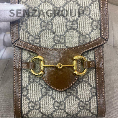 Gucci GG Marmont Phone Crossbody Bag Brown Beige Gold Hardware