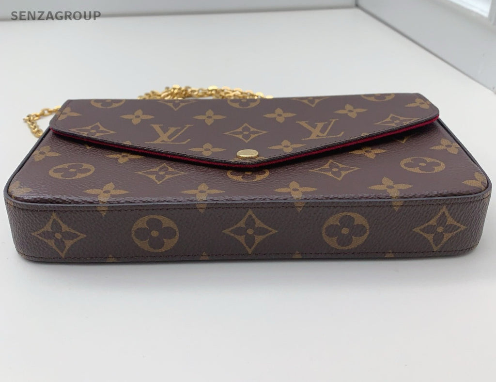 Louis Vuitton Monogram Chain Shoulder Bag Clutch Brown Gold Women Classic