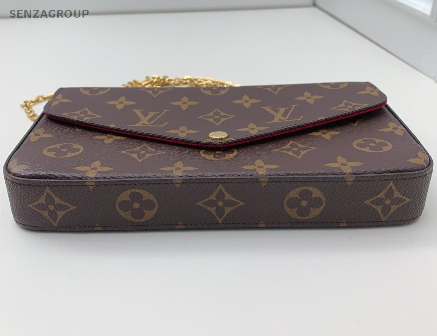 Louis Vuitton Monogram Chain Shoulder Bag Clutch Brown Gold Women Classic