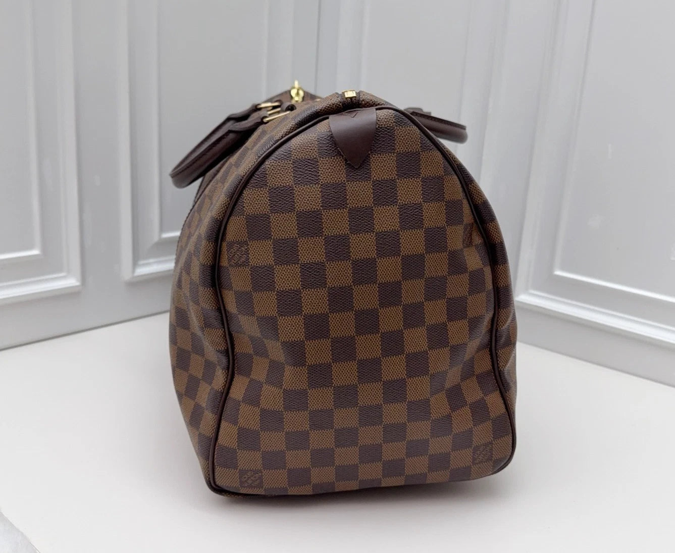 Louis Vuitton Keepall50 Dami<wbr/>er Ebene Top Handle Bag Brown Women