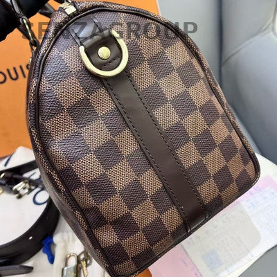 Louis Vuitton Damier Ebene Speedy 25 Handbag Shoulder Bag Gold Hardware