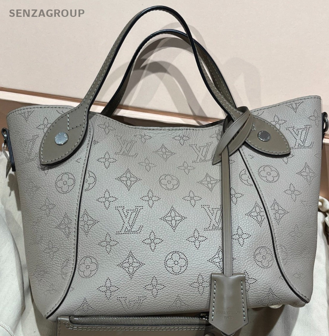Louis Vuitton Hina Monogram Tote Bag Gray Silver Used Women Classic