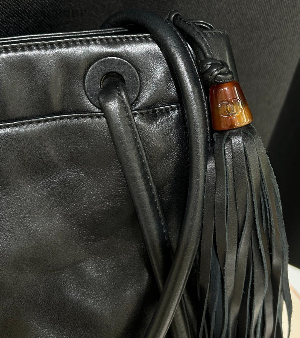 CHANEL Tassel tortoiseshell Logo Shoulder bag Out of print