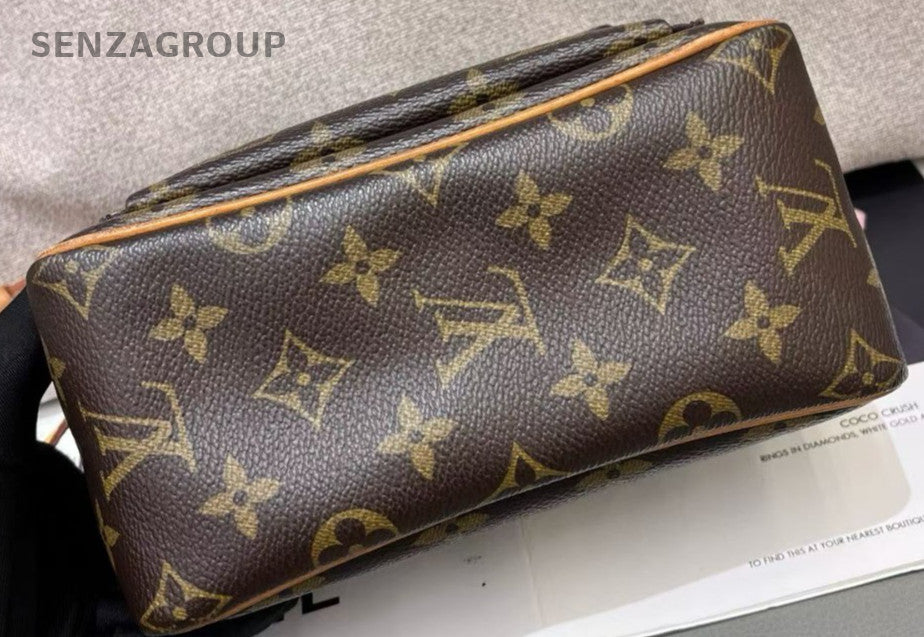Louis Vuitton Monogram Vintage Shoulder Bag Crossbody Brown Gold Women Classic