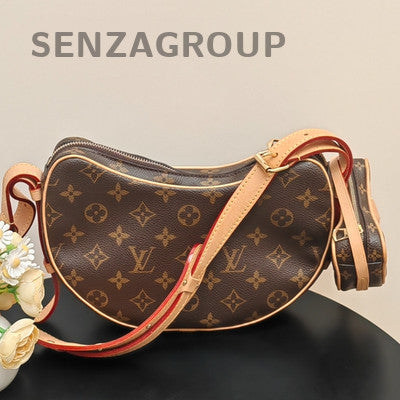 Louis Vuitton Monogram Zip Shoulder Crossbody Bag Brown Gold Buckle