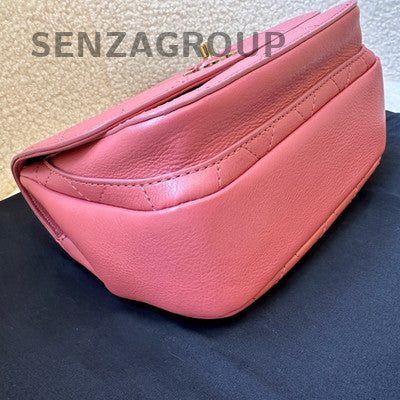 Chanel Pink Calfskin Gold Quilted Chain Shoulder Bag Women's Fashion