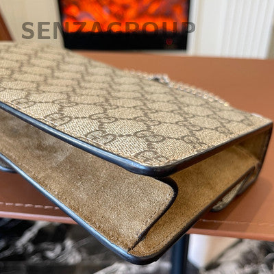 Gucci Dionysus GG Supreme Brown Silver Chain Shoulder Bag Classic Women