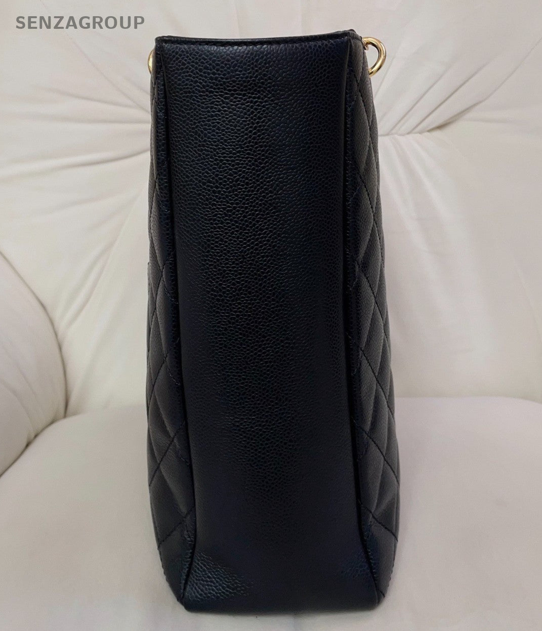 Chanel GST Chain Calfskin Shoulder Bag Black Gold Used Women Diamond Classic