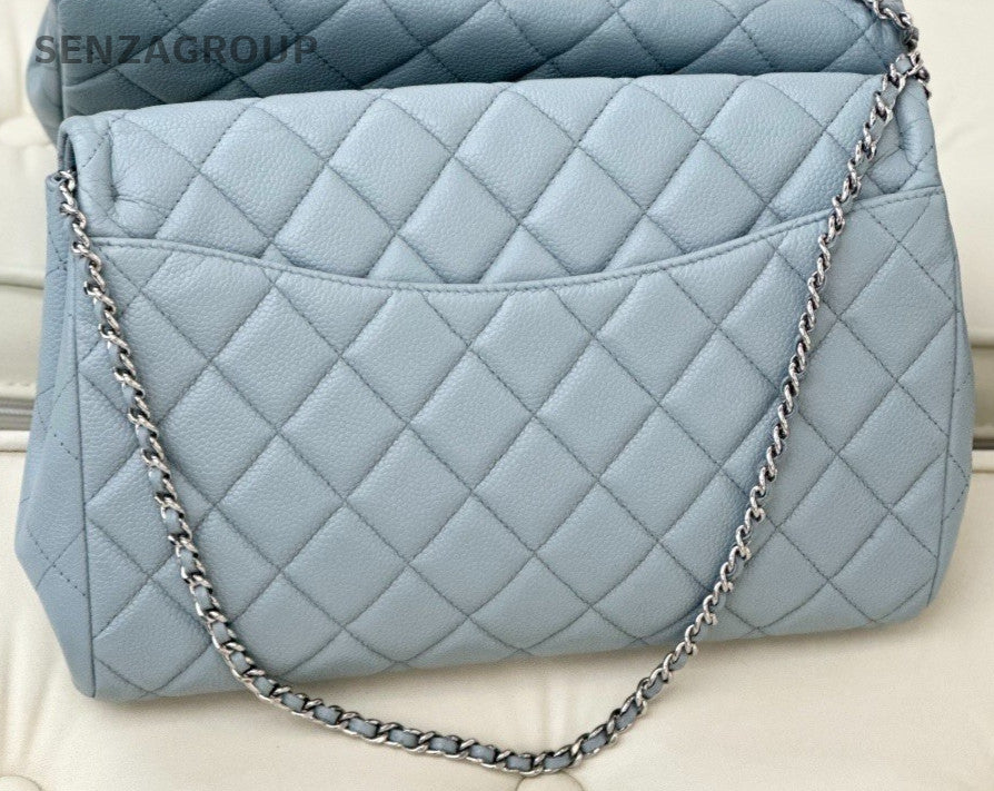 Chanel Timeless Classic Flag Armpit Caviar Leather Shoulder Bag Blue Women