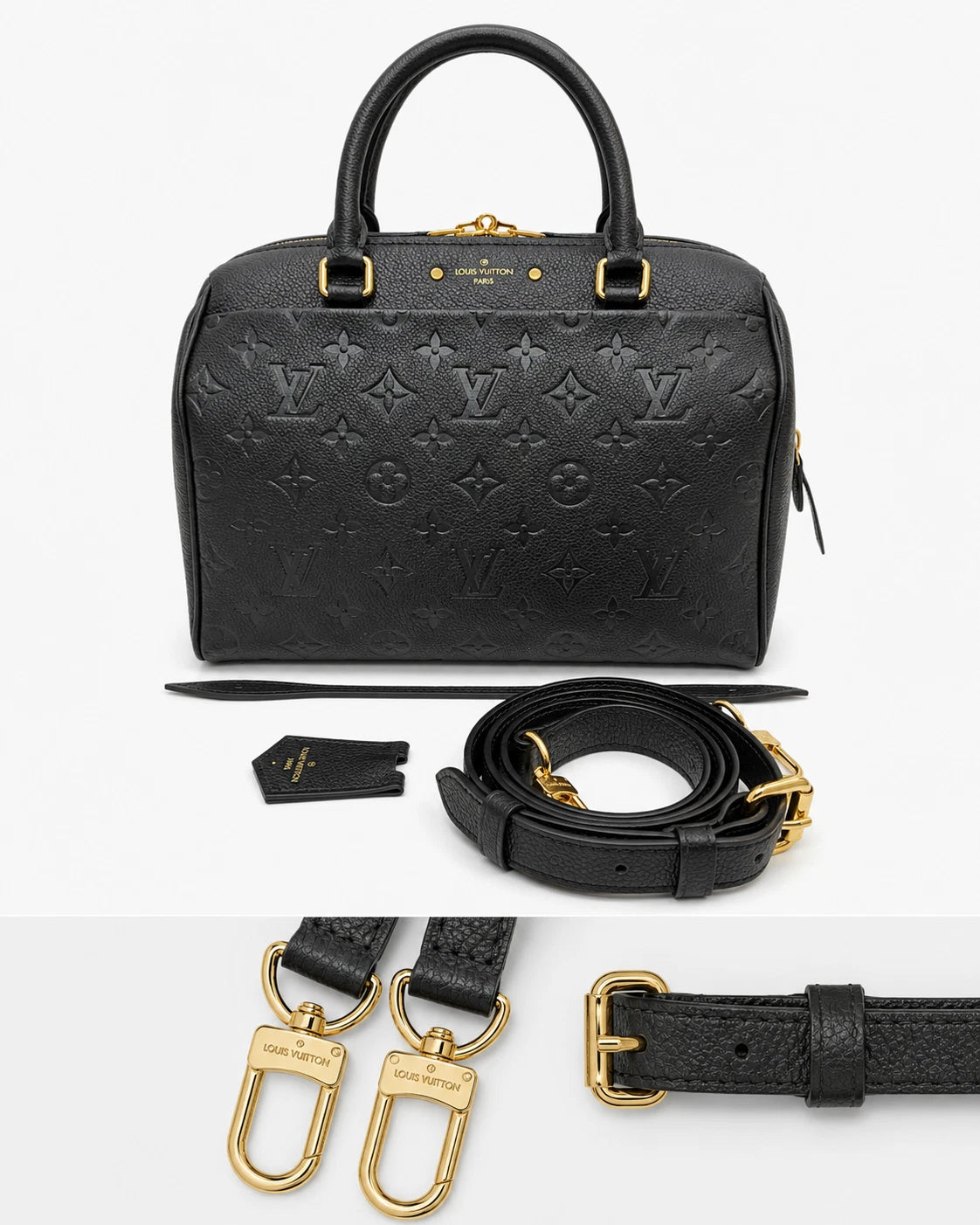 Louis Vuitton Speedy25 Monogram Black Empreinte 2Way Top Handle Crossbody GHW