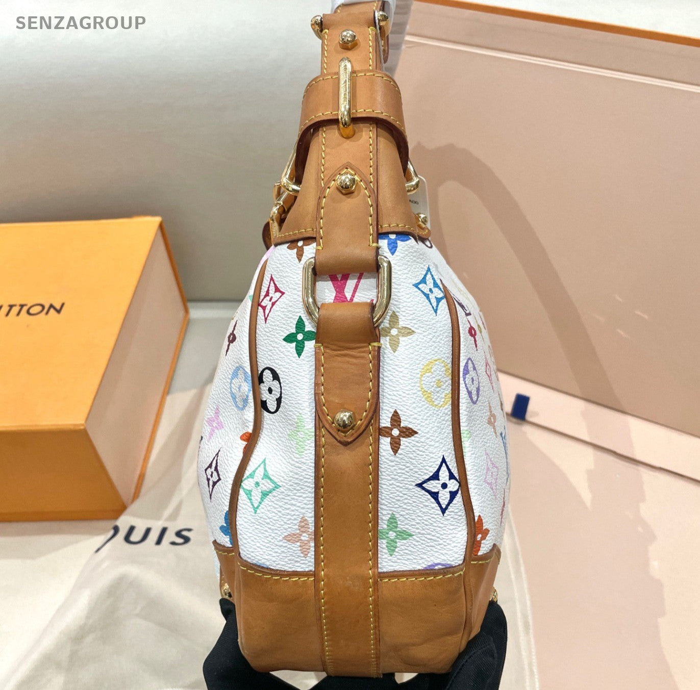 Louis Vuitton Monogram White Multicolor Shoulder Bag Used Women Classic