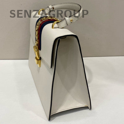 Gucci Sylvie Large White Gold Buckle Shoulder Bag - Classic Fashion Women