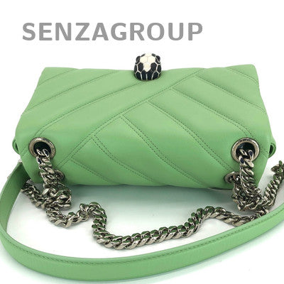 Bvlgari Serpenti Cabochon Green Leather Chain Shoulder Crossbody Bag