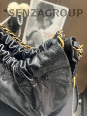 Chanel 22 Bag Medium Black Gold Quilted Chain Shoulder Crossbody Bag
