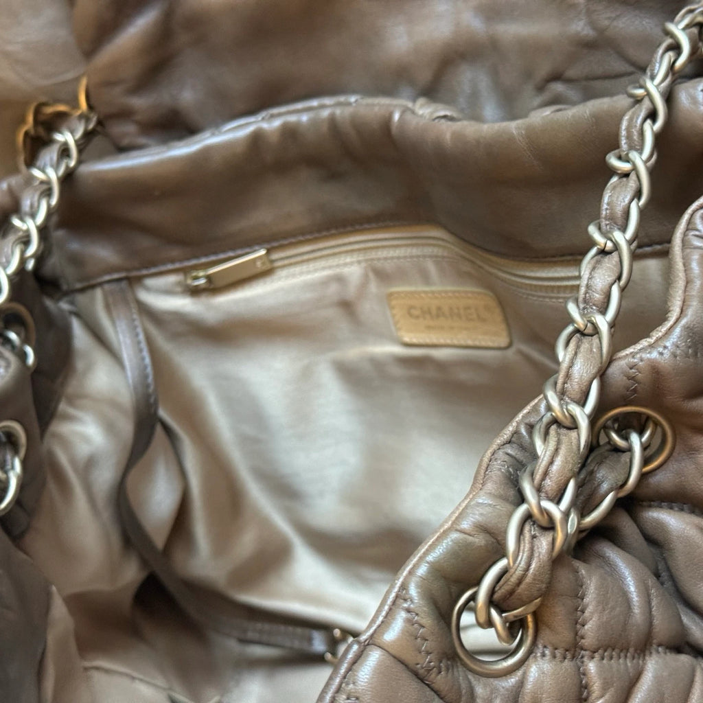 Authentic Chanel Puff Flap Bag Chain Shoulder Bag Gold