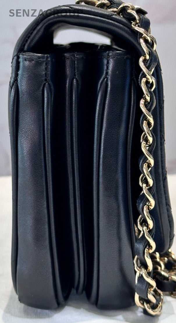 Chanel Classic Flap Lambskin Chain Shoulder Bag Black Gold Women Diamond Pattern