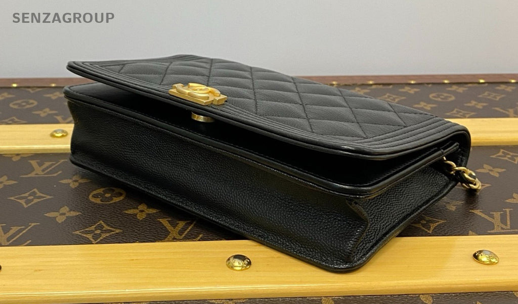 Chanel Leboy woc Diamond Pattern Chain Shoulder bag Crossbody Black Gold Women