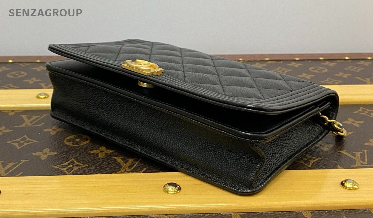 Chanel Leboy woc Diamond Pattern Chain Shoulder bag Crossbody Black Gold Women