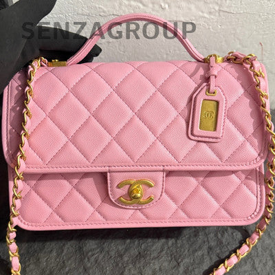 Chanel 22K Pink Quilted Caviar Gold Chain Shoulder Crossbody Bag