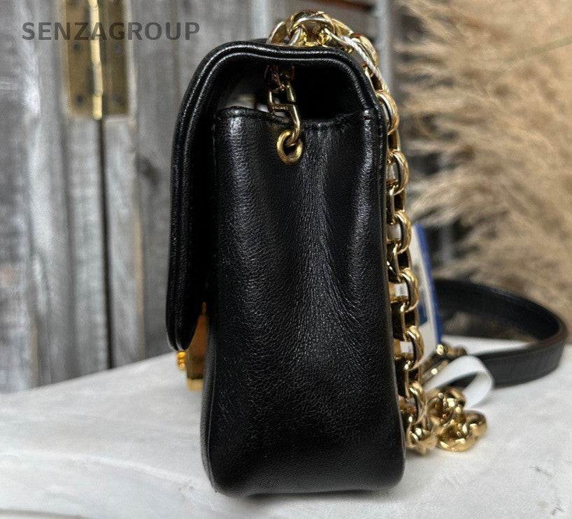 Chanel Diamond Mini Lambskin Chain Shoulder Bag Crossbody Black Gold Women