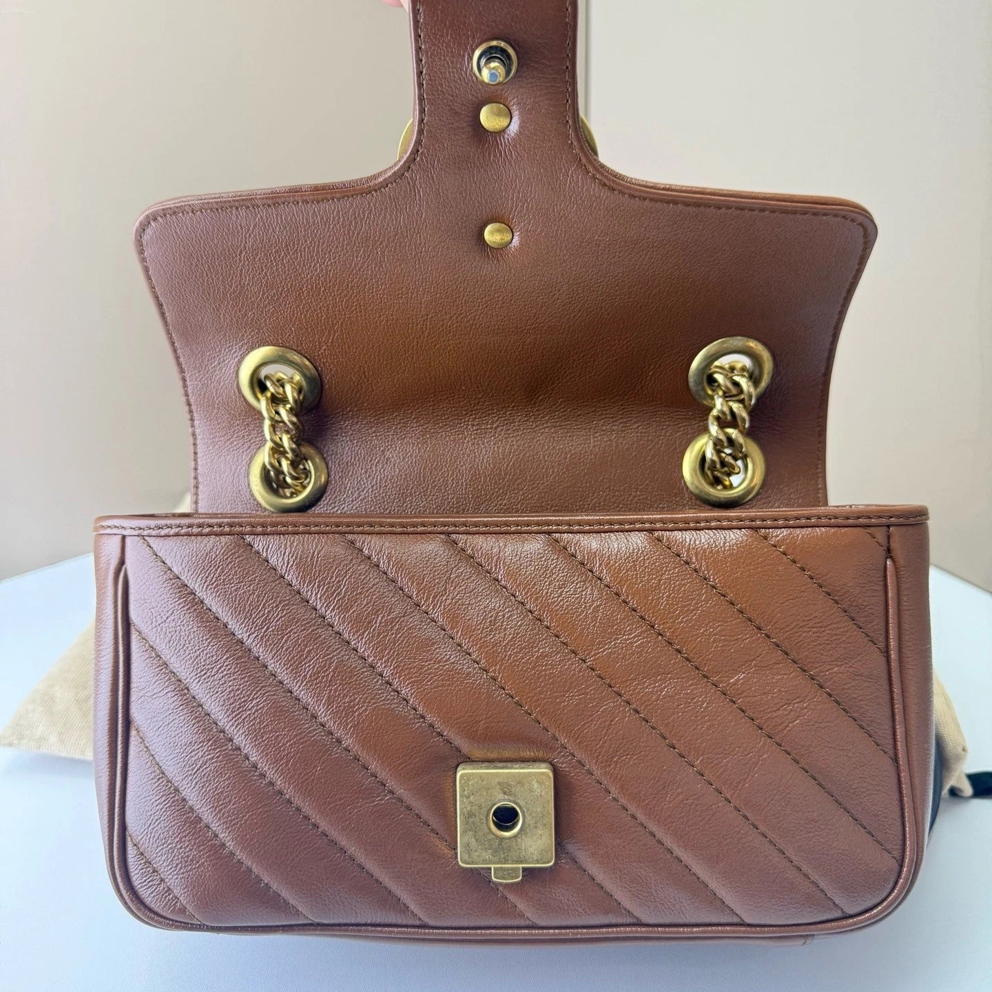 GUCCI Marmont22 Brown Chain Shoulder Bag For Women