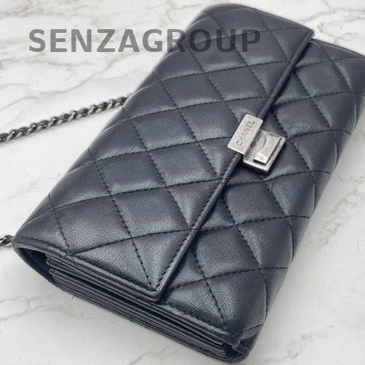 Chanel Black Lambskin WOC Chain Shoulder Crossbody Bag Classic Women
