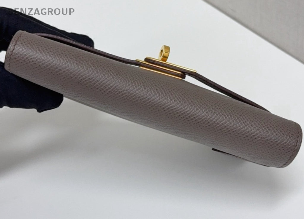 Hermes Kelly Medium Wallet Gray Gold Used Women Classic Fashion