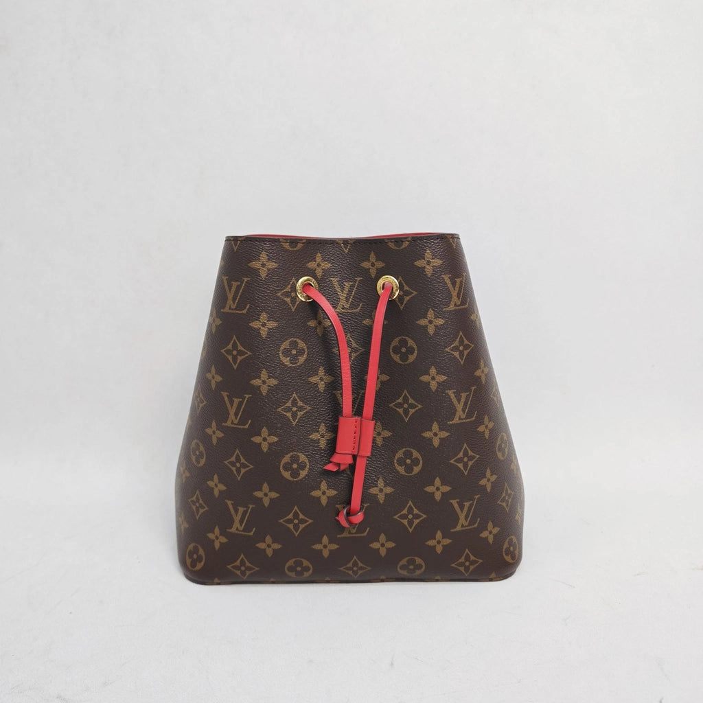 Louis Vuitton LV Neonoe Monogram Canvas Medium Red Bucket Bag For Women