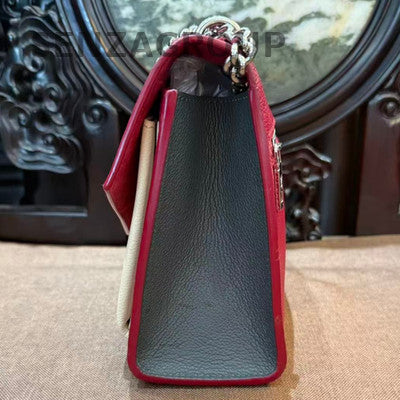 Louis Vuitton MY LOCK ME Red & White Leather Chain Crossbody Bag Small