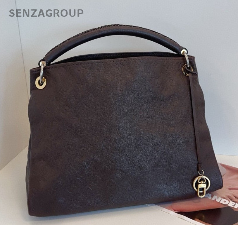 Louis Vuitton Artsy Monogram Top Handle Bag Brown Gold Women Classic