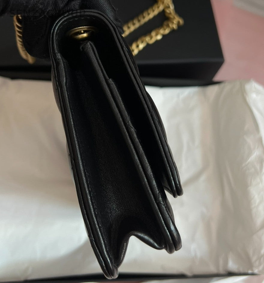 Chanel Classic Flap WOC Chain Diamond Black Gold Shoulder Bag Crossbody Women