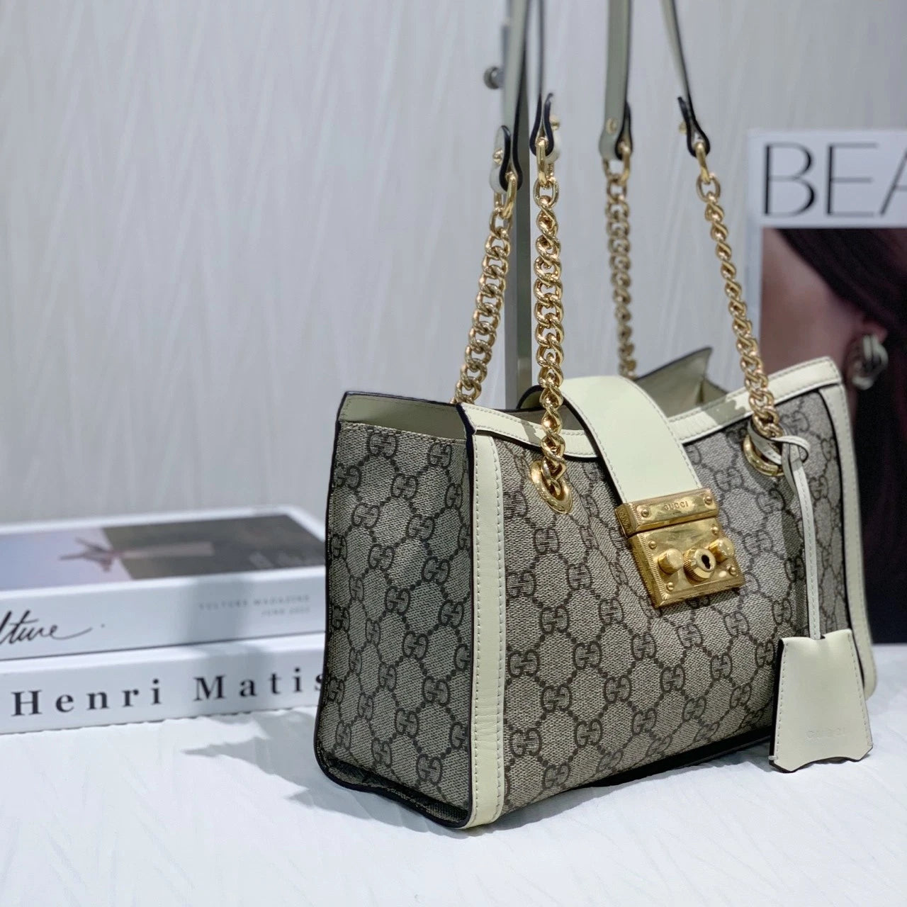 Gucci Canvas Classic White Small Shoulder Bag For Women