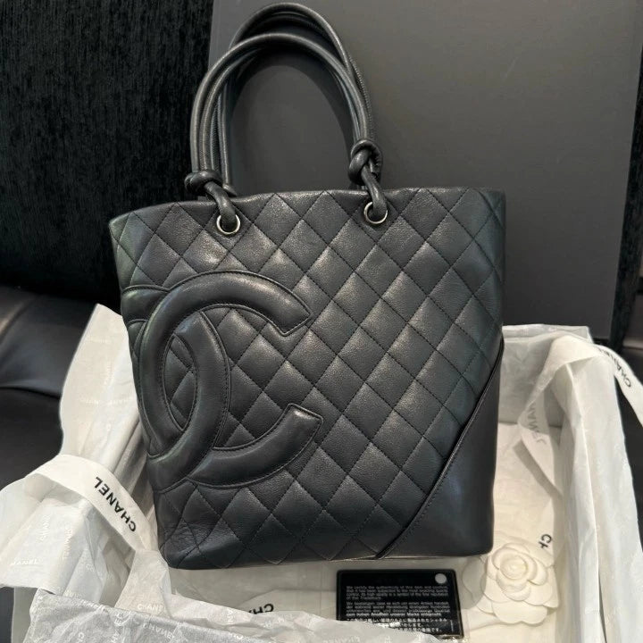 Chanel Cambon Line Calfskin Diamond Bucket Top Handle Shoulder Bag Women D