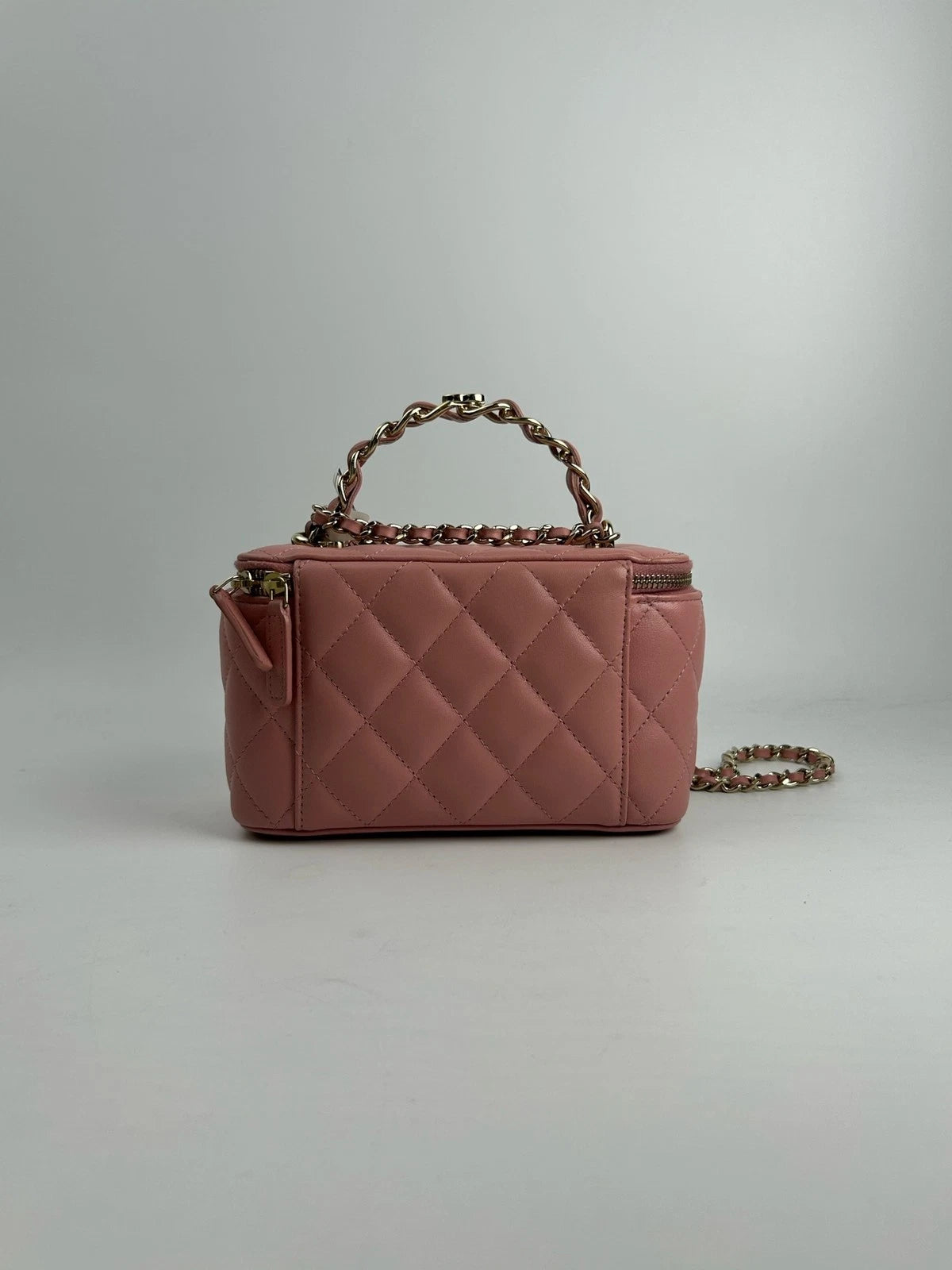 CHANEL Leather Pink Top Handle Long Box Bag For Women