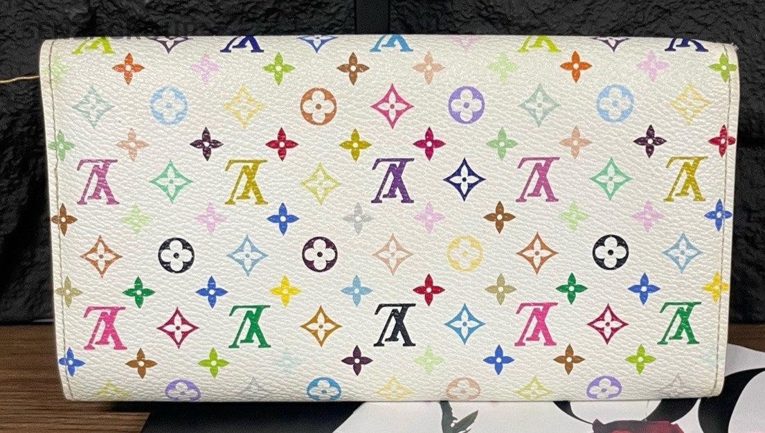Louis Vuitton Monogram Multicolor Long Wallet White Pink Gold Women Classic