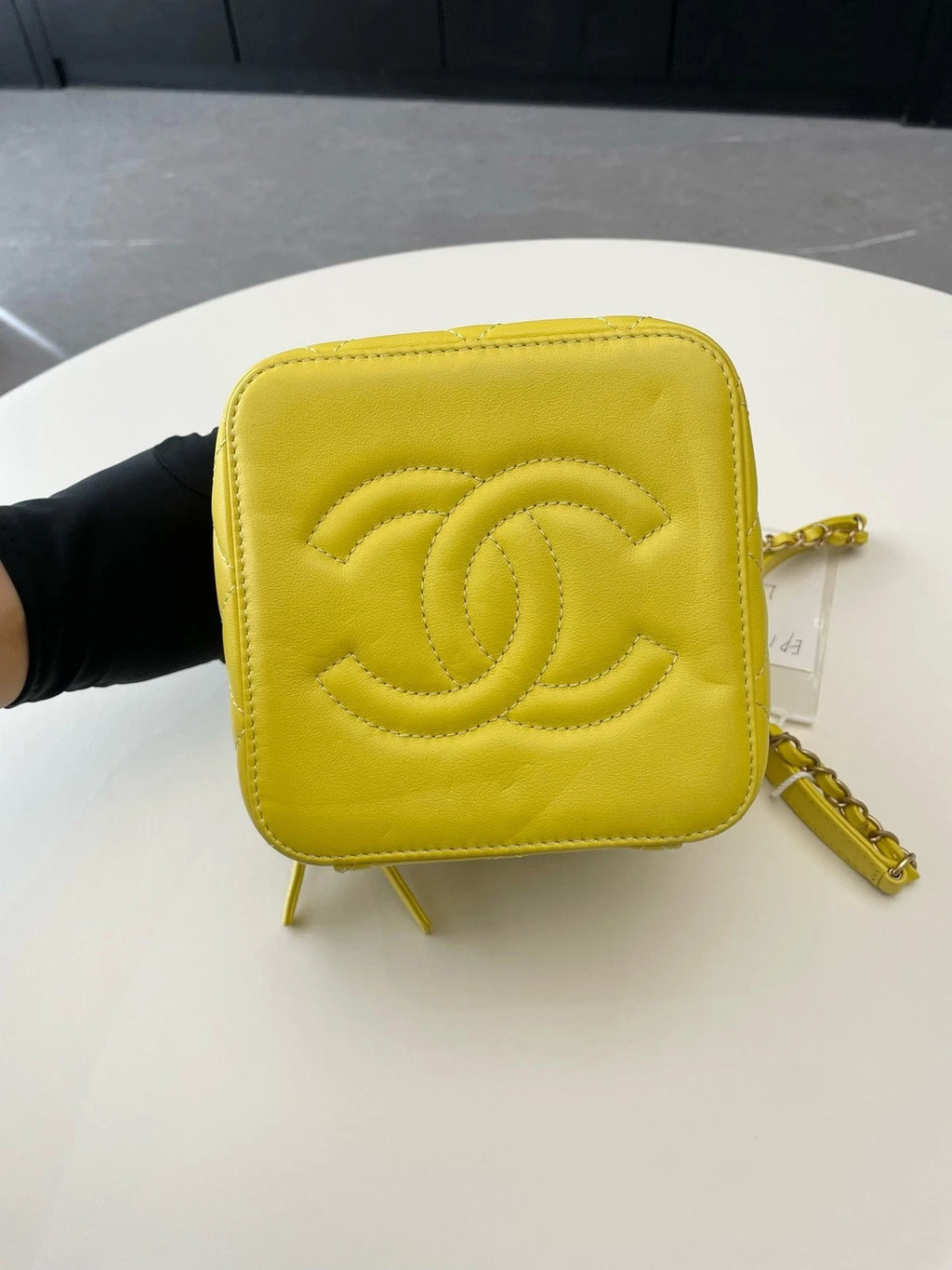 CHANEL Yellow Leather Box Shoulder Bag For Women
