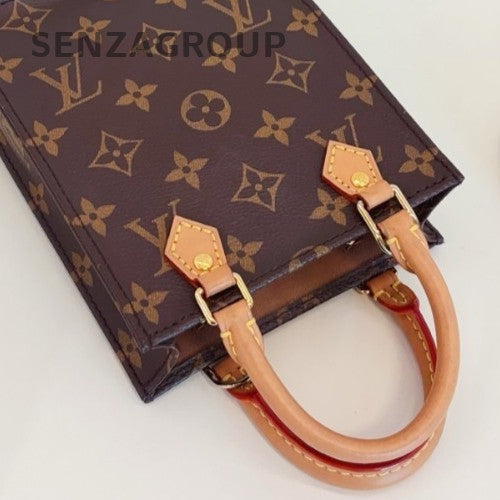 Louis Vuitton Tote Mini Monogram Canvas Top Handle Bag Crossbody Brown Women