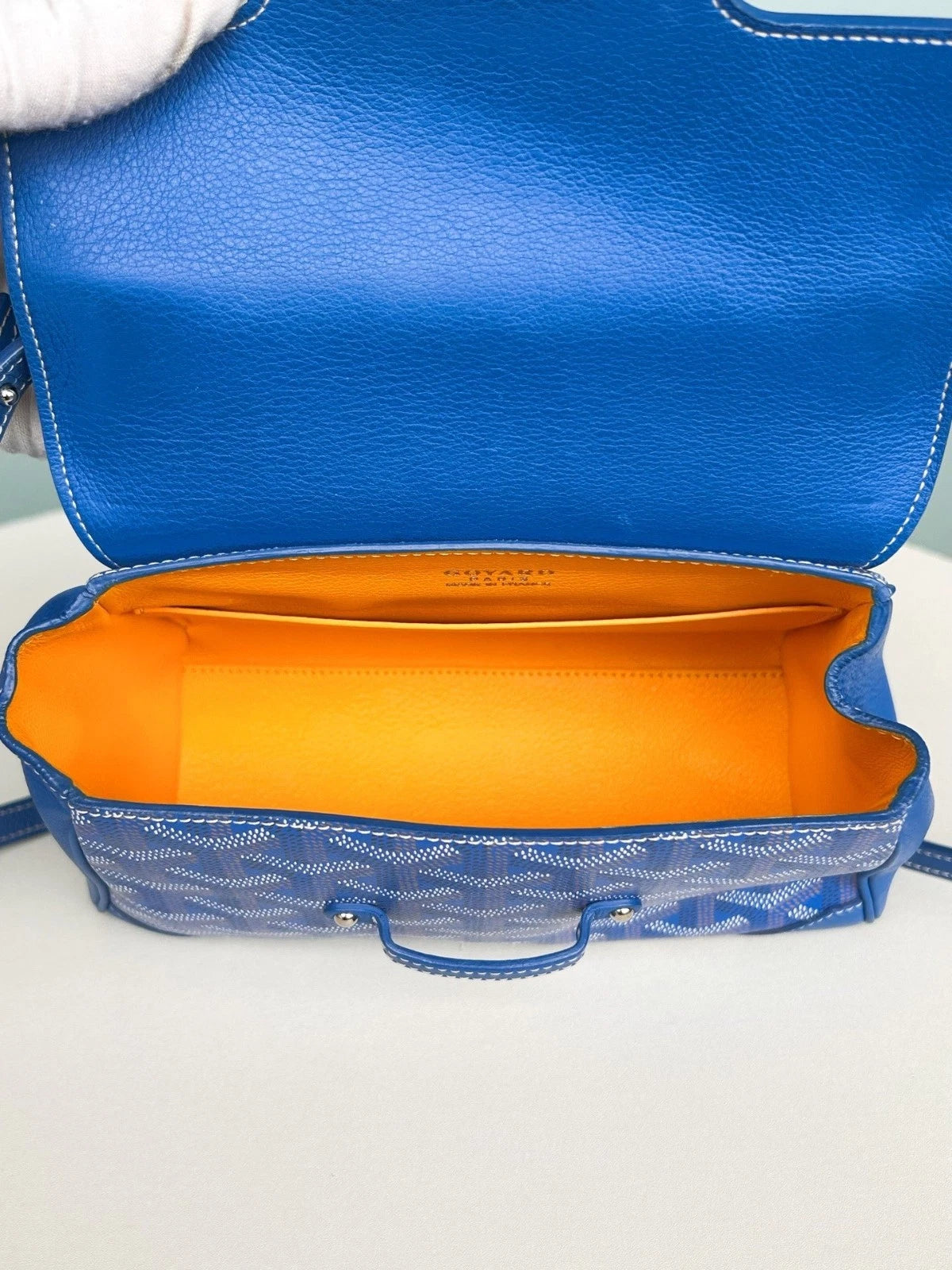 Goyard Saigon Crossbody Bag Top Handle Bag Blue Excellent