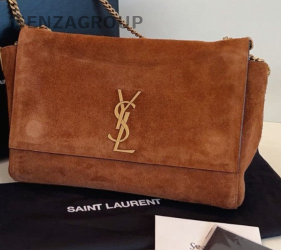 YSL Saint Laurent Kate Alligator pattern with Caramel suede leather Chain bag