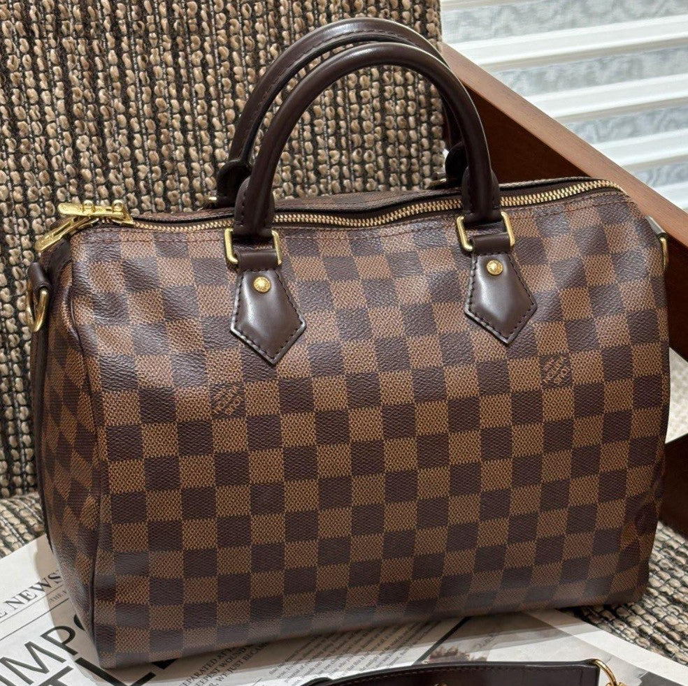 Louis Vuitton Speedy30 Top Handle Bag Crossbody Brown Unisex Adults Classic