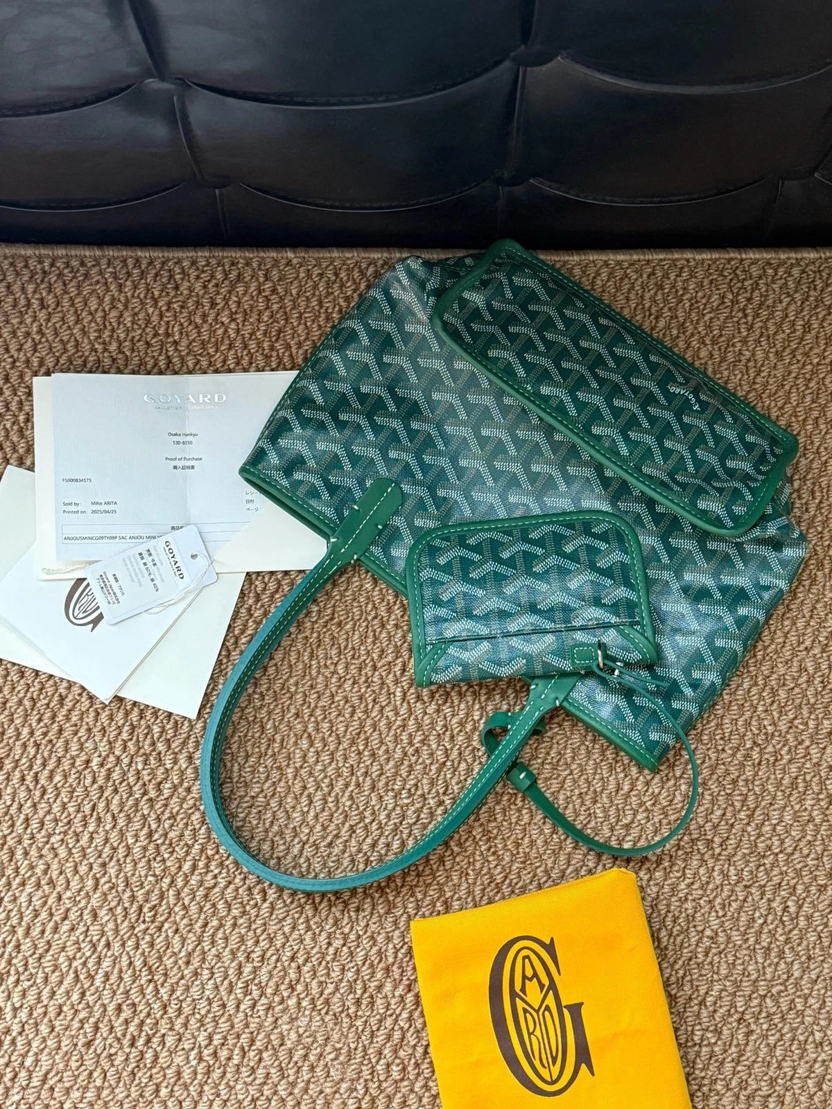 Goyard Classic Mini Green Canvas Tote Bag For Women
