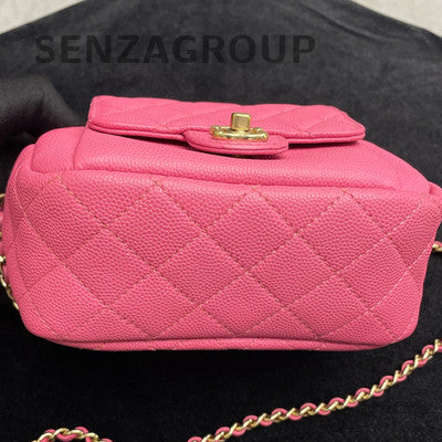Chanel Camera Bag Pink Gold Hardware Calfskin Chain Shoulder Crossbody