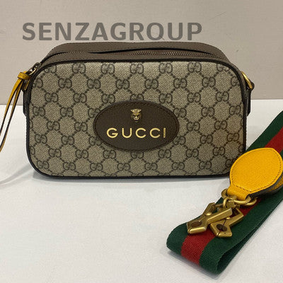 Gucci Tiger Head Camera Bag GG Monogram Brown Gold Buckle Classic Women