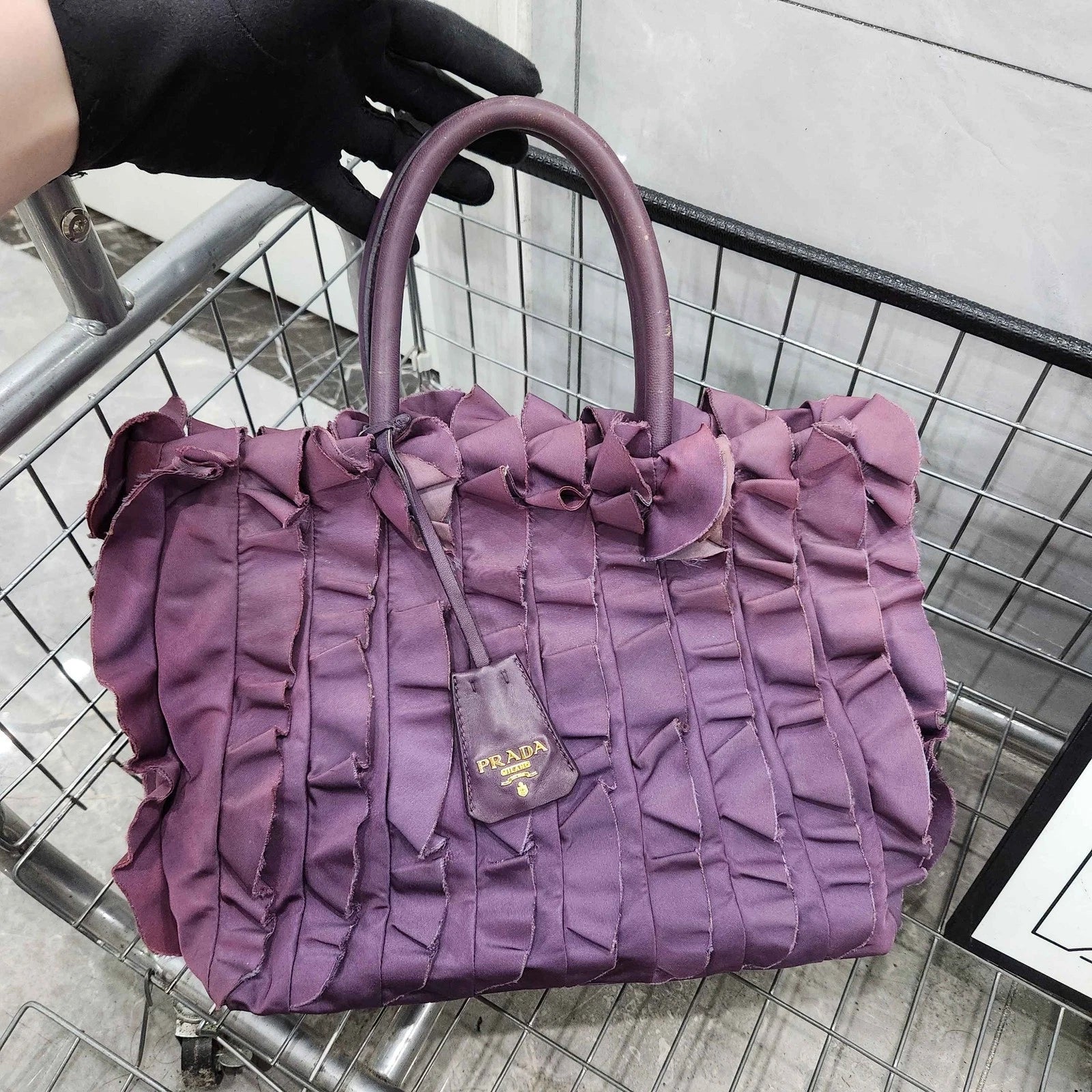 PRADA Purple Gradient Nylon Petal Tote Handbag For Women